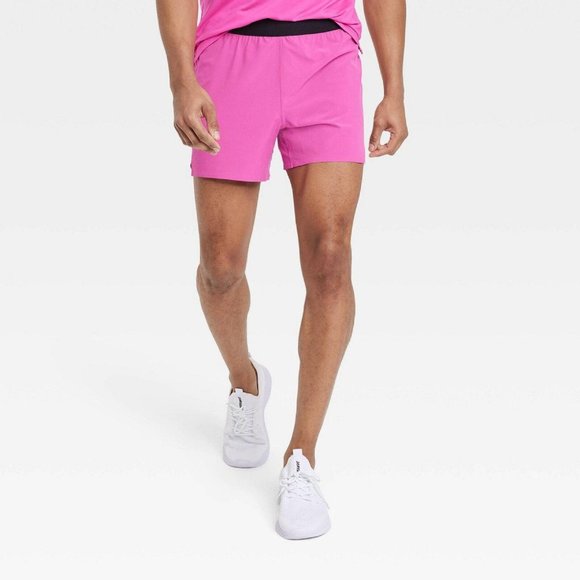 NWT All In Motion Men's Lined Run Shorts 5" 3G8590 L Ravishing Pink - Picture 1 of 5
